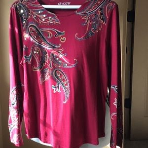 Chico’s Long Sleeve Sequin Tee
